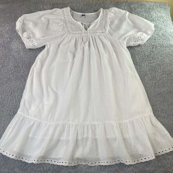 Old Navy Dresses & Skirts - Old Navy Babydoll Dress Womens Large White Prairie Peasant Cottagecore Boho Chic